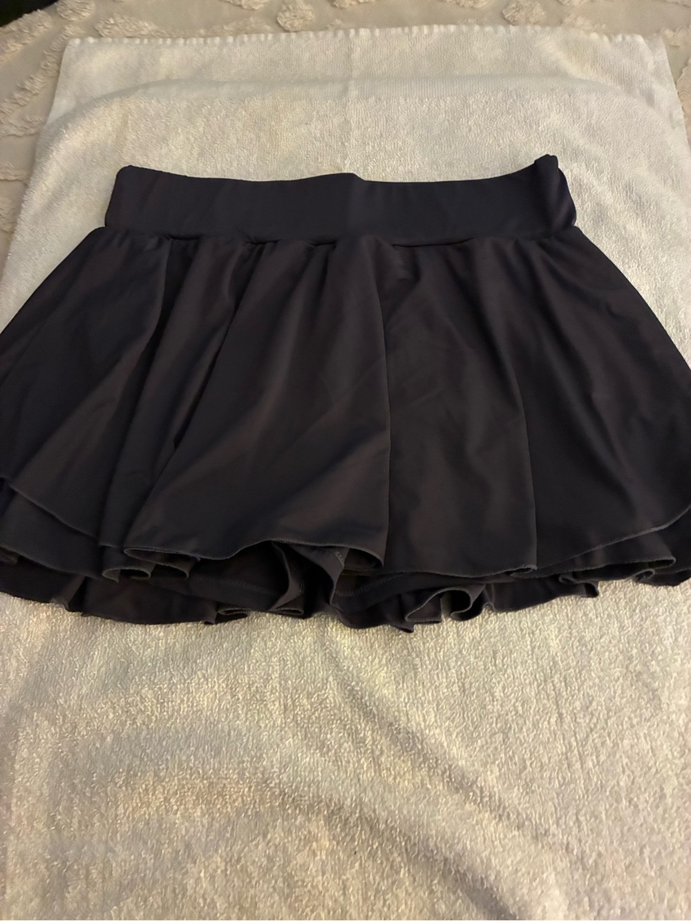 Women's Ashy dark grey Layered Skirted Shorts w/thick waistband flowy skirt